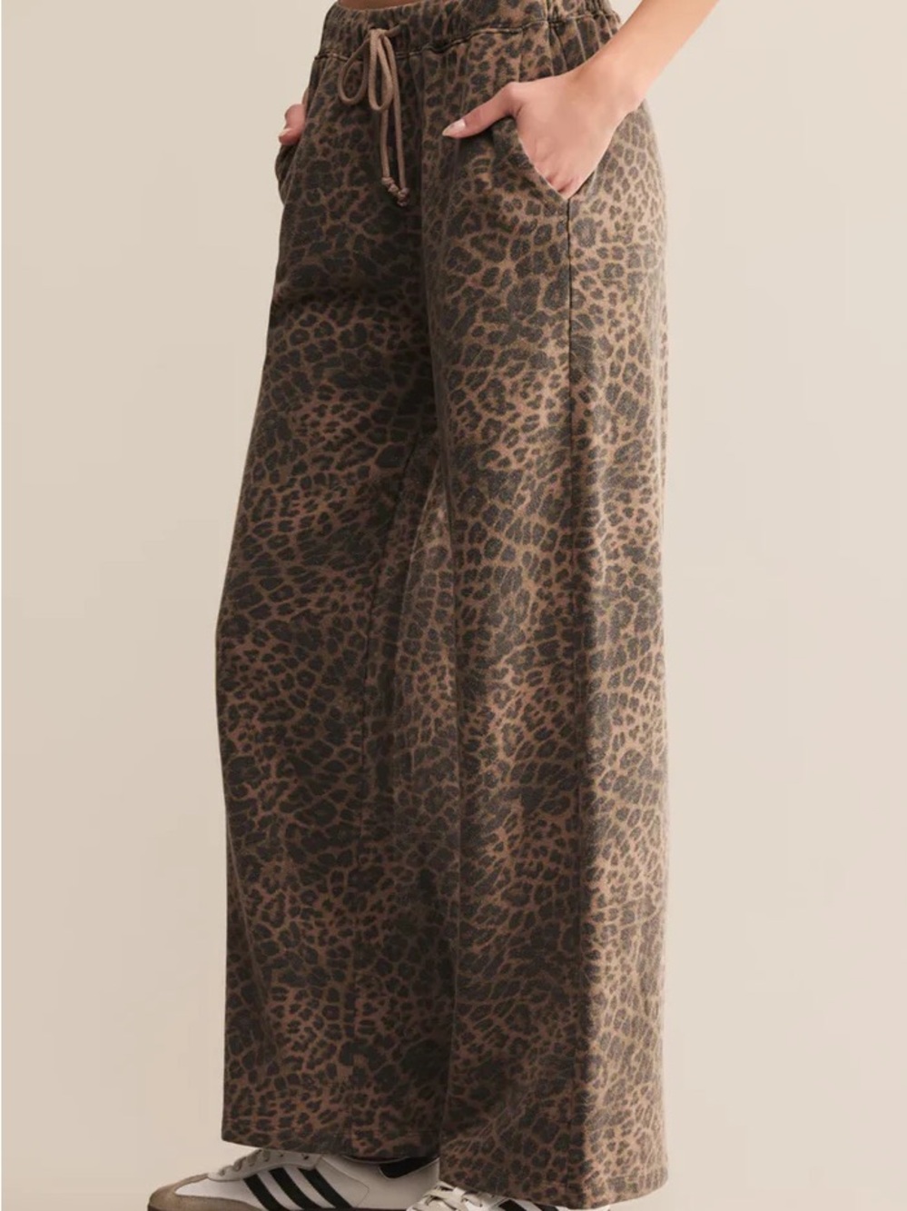 Z Supply Leopard Print Wide Leg Knit Pants